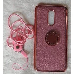 phone case New Coverlab LG stylo 5 Pink glitter with finger ring and lanyard